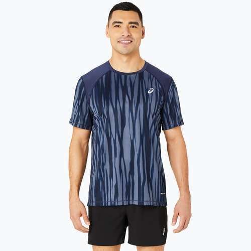 Футболка для бігу чоловіча ASICS Road All Over Print Top blue expanse/midnight