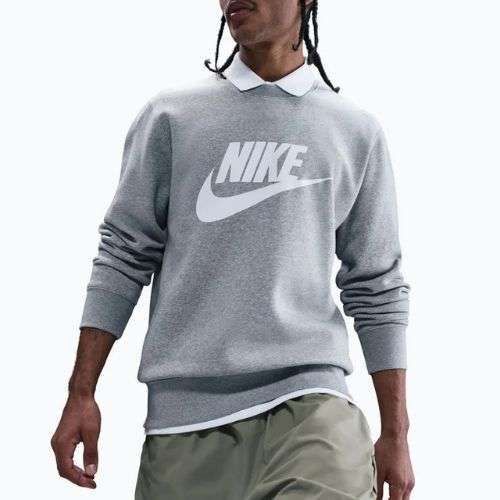 Кофта чоловіча Nike Sportswear Club Graphic Fleece Crew dark grey heather/white