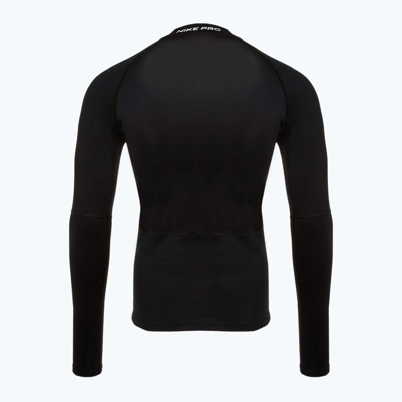 Лонгслів для тренувань чоловічий Nike Pro Dri-Fit Warm black/white 2
