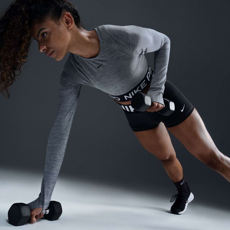 Топ для тренувань лонгслів жіночий Nike Pro 365 Dri-Fit smoke grey/heather 5