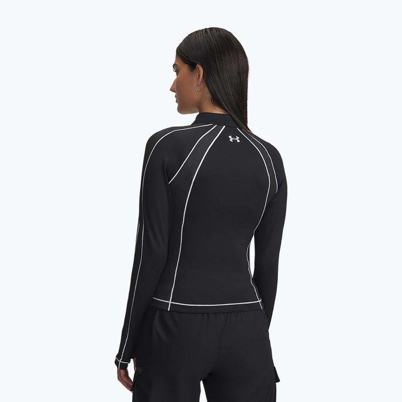 Лонгслів для тренувань жіночий Under Armour ColdGear Textured 1/2 Zip black/white/metalic silver 3