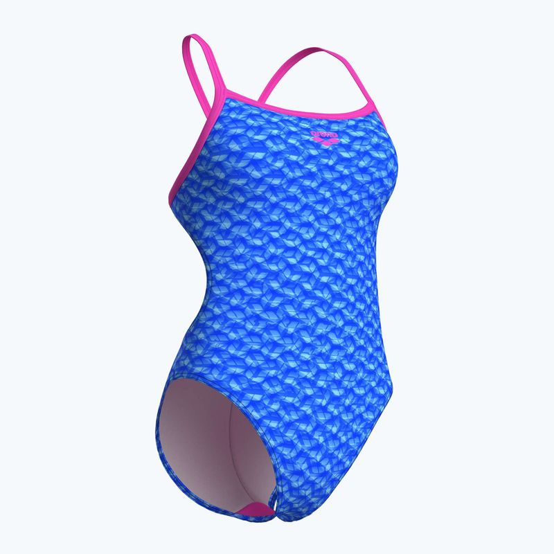 Купальник суцільний жіночий arena Monogram Challenge Back blue river multi/shocking pink 3