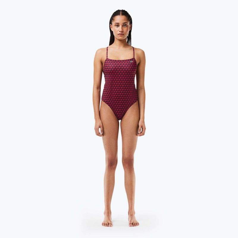 Жіночий злитий купальник Lacoste MF7264 penumbra / alizarin / red 3