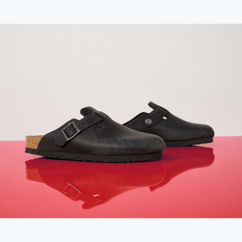 BIRKENSTOCK Boston LEOI Вузькі чорні шльопанці 8