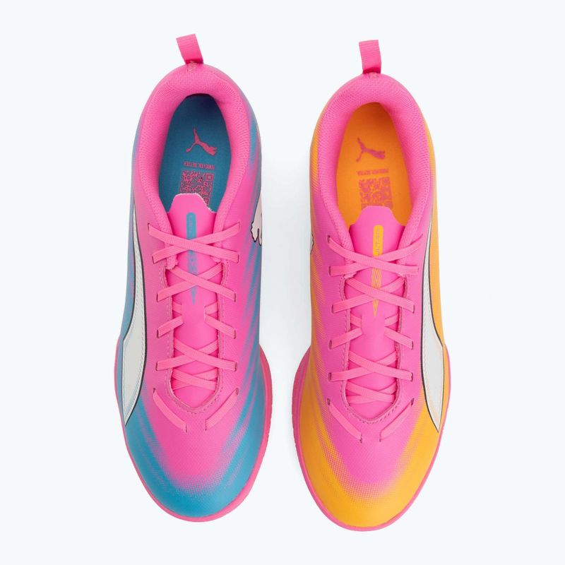 Кросівки футбольні дитячі PUMA Ultra 6 Play It Jr poison pink/puma wht/sun stream/bright aqua/puma blk 5