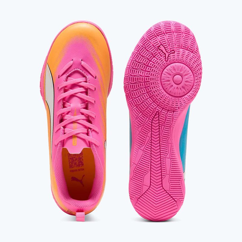 Кросівки футбольні дитячі PUMA Ultra 6 Play It Jr poison pink/puma wht/sun stream/bright aqua/puma blk 11