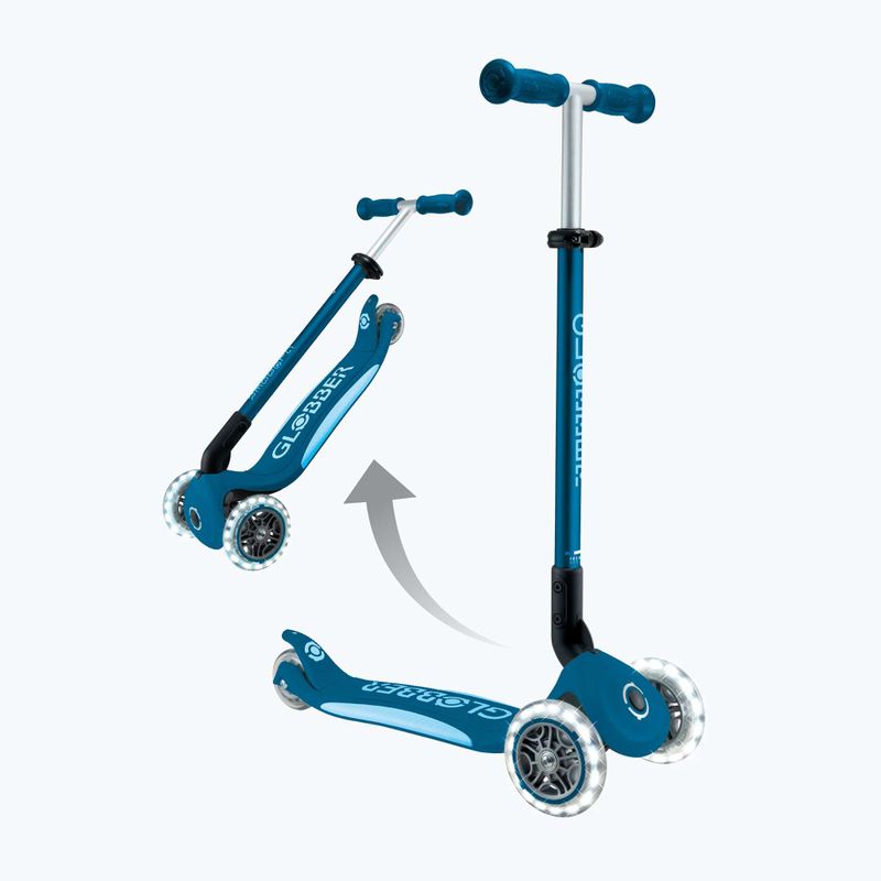 Самокат трьохколісний дитячий Globber Primo Foldable Plus Lights petrol blue 6