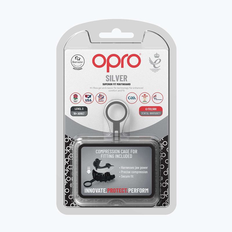Захист щелепи Opro Silver чорний/білий/білий 2