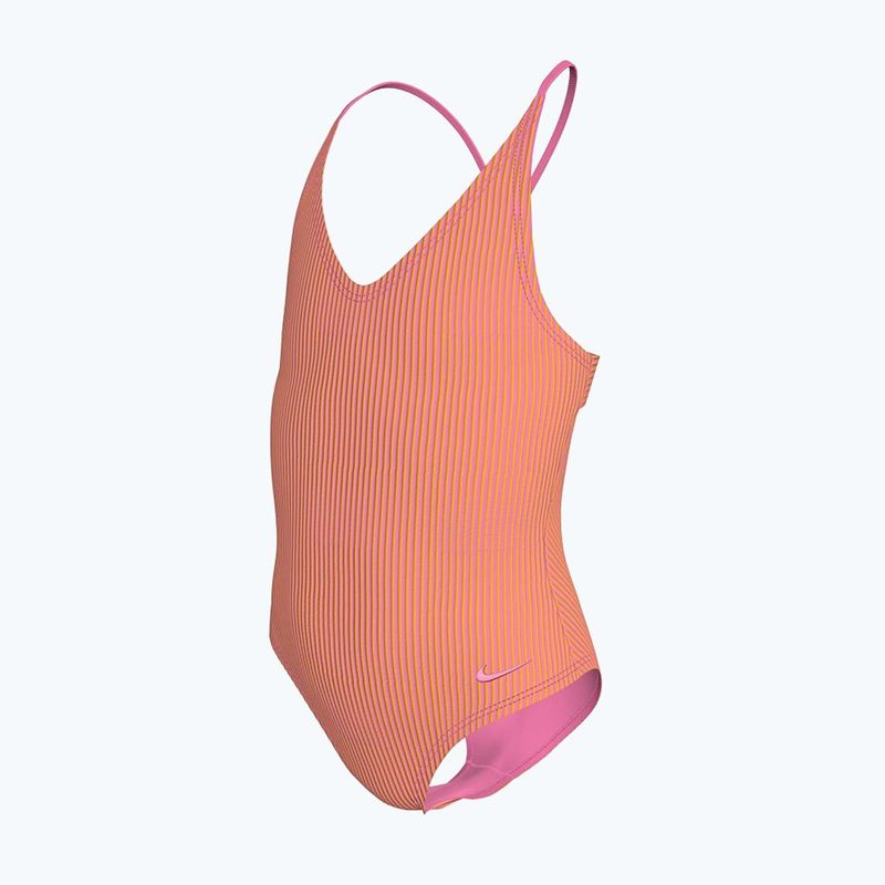 Купальник суцільний дитячий Nike Ocean Bound Ripple Texture Lace Up pink glow 2