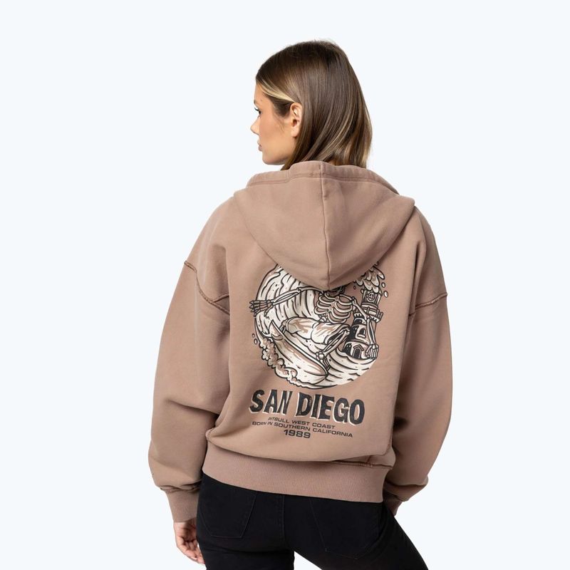Кофта жіноча Pitbull Skull Surf Hooded Zip chocolate mousse 3