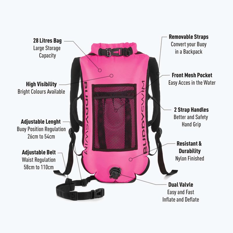 Буй страхувальний BuddySwim Backpack 28 л pink 2